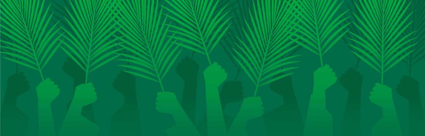Palm Sunday Poster Green Leaves Abstract Background Illustration